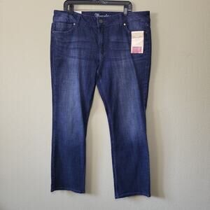 Wrangler‎ Womens Blue Medium Wash High Rise Denim Straight Leg Jeans Size 19X32